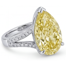 Afbeelding in Gallery-weergave laden, Kanariegele Diamant Ring 5-karaat 14K Witgoud – zijaanzicht