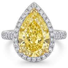 Afbeelding in Gallery-weergave laden, Kanariegele Diamant Sieraad Ring 3,50-karaat Tweekleurig 14K Goud – vooraanzicht