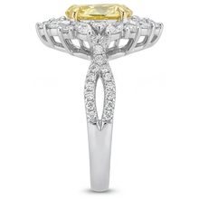 Afbeelding in Gallery-weergave laden, Kanariegele Diamant Statement Ring 1,75 karaat Bicolor 14K Goud – profielaanzicht