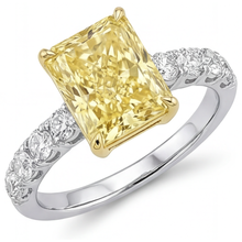 Afbeelding in Gallery-weergave laden, Kanariegele Diamant Statement Ring 2,5-karaat Tweekleurig 14K Goud – hoofdaanzicht