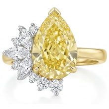 Afbeelding in Gallery-weergave laden, Statement Ring Bicolor 14K Goud met Kanariegele Diamant – hoofdaanzicht