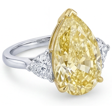 Afbeelding in Gallery-weergave laden, Trilogie Ring Tweekleurig 14K Goud met Kanariegele Diamant – zijaanzicht