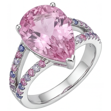 Afbeelding in Gallery-weergave laden, Kunzite Solitaire met Zijstenen 12-karaat 14 Karaat Witgoud – hoofdaanzicht