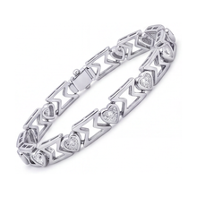 Afbeelding in Gallery-weergave laden, Labgekweekte diamanten armband 5 karaat hart chevron-schakel 14k Witgoud 7 inch