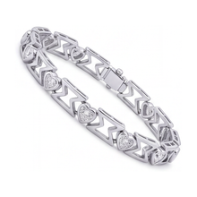 Afbeelding in Gallery-weergave laden, Labgekweekte diamanten armband 5 karaat hart chevron-schakel 14k Witgoud 7 inch