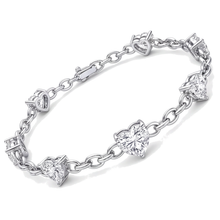 Afbeelding in Gallery-weergave laden, Labgekweekte diamanten hart-stationsarmband 3 karaat 14k Witgoud 7 inch