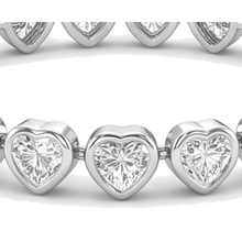 Afbeelding in Gallery-weergave laden, Labgekweekte diamanten tennisarmband 7 karaat hartvormige lunette 14k witgoud 7 inch