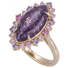 Afbeelding in Gallery-weergave laden, Lolite Sunstone Gekleurde Steen Ring 10,50-karaat 14 Karaat Geelgoud – vooraanzicht