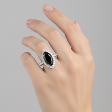 Afbeelding in Gallery-weergave laden, Zwarte Diamant Sieraden 6 Karaat Echte Marquise Halo Ring 14K Witgoud