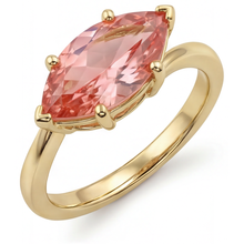 Afbeelding in Gallery-weergave laden, Padparadscha saffier ring 3,5 karaat labgekweekt marquise bypass 14K geelgoud