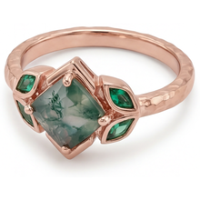 Afbeelding in Gallery-weergave laden, Handgemaakt Moss Agate Edelsteen Ring 2,50 karaat – zijaanzicht