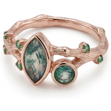 Afbeelding in Gallery-weergave laden, Sieraadsteen Ring 14K Rosé Goud met Moss Agate – hoekaanzicht