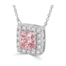 Afbeelding in Gallery-weergave laden, Collier met natuurlijke roze diamant 0,95 karaat prinsessenslijpsel