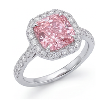 Afbeelding in Gallery-weergave laden, Ring met natuurlijke roze diamant van 1,96 karaat, kussenslijpsel