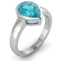 Afbeelding in Gallery-weergave laden, Edelsteen Ring 14 Karaat Witgoud met Neon Paraiba – hoekaanzicht