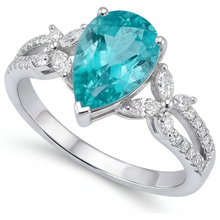 Afbeelding in Gallery-weergave laden, Edelsteen Ring 14K Witgoud met Neon Paraiba – zijaanzicht