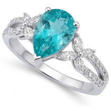 Afbeelding in Gallery-weergave laden, Neon Paraiba Edelsteen Ring 2 karaat 14K Witgoud – hoekaanzicht