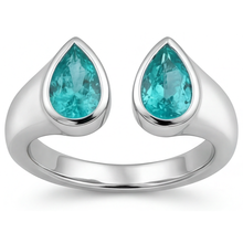 Afbeelding in Gallery-weergave laden, Neon Paraiba Peervormig Gekleurde Steen Ring in 14K Witgoud – bovenaanzicht