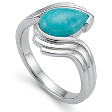 Afbeelding in Gallery-weergave laden, Peervormig Neon Paraiba ring in 14 Karaat Witgoud – profielaanzicht