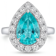 Afbeelding in Gallery-weergave laden, Halo Ring 14K Witgoud met Neon Paraiba – hoofdaanzicht