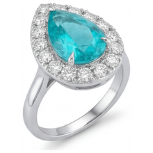 Afbeelding in Gallery-weergave laden, Neon Paraiba Halo Ring 5-karaat 14K Witgoud – hoekaanzicht