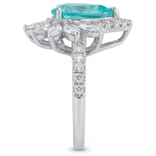 Afbeelding in Gallery-weergave laden, Neon Paraiba Halo Zetting Ring 5-karaat 14K Witgoud – bovenaanzicht