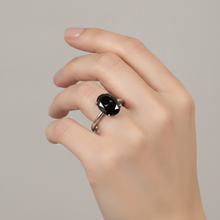 Afbeelding in Gallery-weergave laden, Donkere diamant verlovingsring 5 karaat echte ovale zwarte solitair 14k witgoud