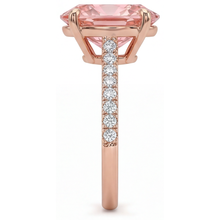Afbeelding in Gallery-weergave laden, Padparadscha saffier ring 4,3 karaat labgekweekt ovaal pavé 14K roségoud