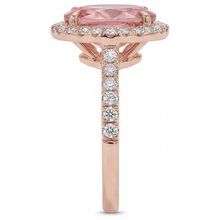 Afbeelding in Gallery-weergave laden, Vintage Padparadscha Saffier Ring 2,8 Karaat Echte Ovale Halo Pavé 14K Roségoud