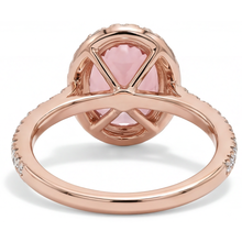 Afbeelding in Gallery-weergave laden, Vintage Padparadscha Saffier Ring 2,8 Karaat Echte Ovale Halo Pavé 14K Roségoud