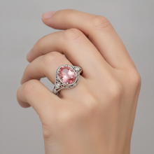 Afbeelding in Gallery-weergave laden, Natuurlijke Padparadscha Saffier Ring 3,3 Karaat Ovaal Pavé 14K Witgoud