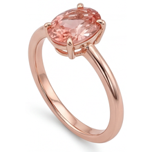 Afbeelding in Gallery-weergave laden, Roségouden ring met 2,2 karaat natuurlijke ovale Padparadscha perziksaffier solitair