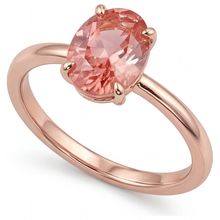 Afbeelding in Gallery-weergave laden, Roségouden ring met 2,2 karaat natuurlijke ovale Padparadscha perziksaffier solitair