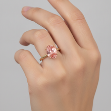 Afbeelding in Gallery-weergave laden, Perziksaffier Sieraden 2,5 Karaat Echte Ovale Padparadscha Solitaire Ring 14K Geelgoud