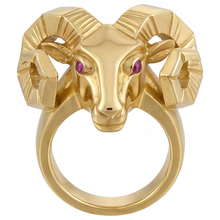 Afbeelding in Gallery-weergave laden, Paarse Amethist Rond Geslepen Edelsteen Ring in 14K Geelgoud – hoofdaanzicht