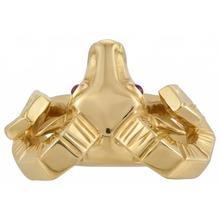 Afbeelding in Gallery-weergave laden, Rond Geslepen Paarse Amethist ring in 14K Geelgoud – bovenaanzicht