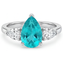 Afbeelding in Gallery-weergave laden, Peervormig Paraiba Toermalijn ring in 14K Witgoud – hoofdaanzicht