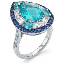 Afbeelding in Gallery-weergave laden, Peervormig Paraiba Toermalijn ring in 14K Witgoud – zijaanzicht