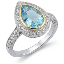 Afbeelding in Gallery-weergave laden, Paraiba Toermalijn Halo Ring 1,75 karaat Bicolor 14K Goud – zijaanzicht