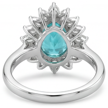 Afbeelding in Gallery-weergave laden, Halo Verlovingsring 14K Witgoud met Paraiba Toermalijn – bovenaanzicht