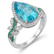 Afbeelding in Gallery-weergave laden, Halo Verlovingsring 14K Witgoud met Paraiba Toermalijn – bovenaanzicht