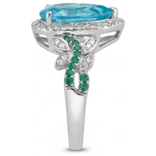 Afbeelding in Gallery-weergave laden, Paraiba Toermalijn Halo Verlovingsring – detailaanzicht