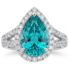Afbeelding in Gallery-weergave laden, Peervormig Paraiba Toermalijn ring in 14K Witgoud – hoofdaanzicht