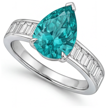 Afbeelding in Gallery-weergave laden, Paraiba Toermalijn Sieraadsteen Ring 2,50 karaat 14K Witgoud – zijaanzicht