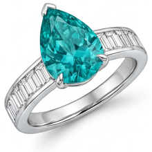 Afbeelding in Gallery-weergave laden, Paraiba Toermalijn Sieraadsteen Ring 2,50-karaat 14K Witgoud – hoekaanzicht