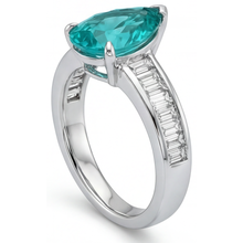 Afbeelding in Gallery-weergave laden, Paraiba Toermalijn Sieraadsteen Ring 2,50-karaat 14K Witgoud – profielaanzicht