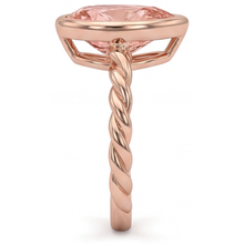 Afbeelding in Gallery-weergave laden, Perzikkleurige saffier 2,5 karaat natuurlijke peervormige Padparadscha solitairering met lunette in 14k roségoud