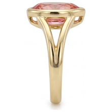 Afbeelding in Gallery-weergave laden, Perzikkleurige saffier 2 karaat echte peervormige padparadscha lunette solitairering 14k geelgoud