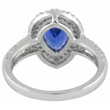 Afbeelding in Gallery-weergave laden, peer Tanzanite halo Pave Natuurlijke echte diamanten ( niet in een laboratorium gekweekt ) 4.40 Carat Fancy Ring WG 14K sieraden