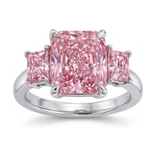 Afbeelding in Gallery-weergave laden, Jubileumring met roze diamant van 4,9 karaat, radiant geslepen
